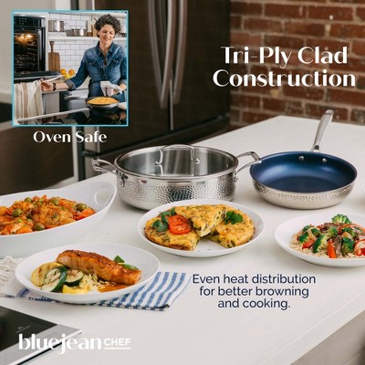 Blue Jean Chef 3-Piece Stainless Steel Cookware Set with Hammered Finish