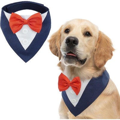 Dog Tuxedo, Formal Wedding Bandana Collar with Bow Tie, Adjustable Pet Party Tuxedo, Valentine's Outfit