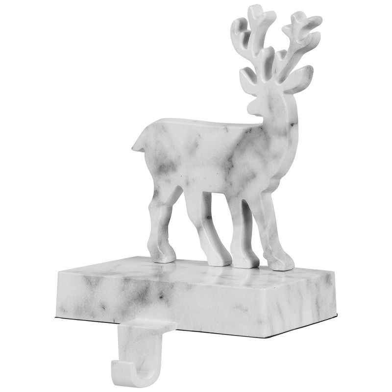 Northlight 7.5" White and Black Marbled Standing Deer Christmas Stocking Holder, 3 of 6