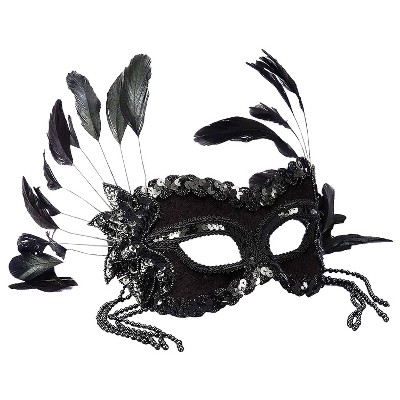 Forum Novelties Adult Venetian Costume Mask - 9 in x 12 in - Black