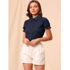 INSPIRE CHIC Women's Short Sleeve Button Down Peter Pan Collar Blouse - 4 of 4
