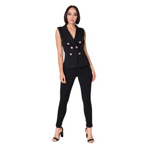 Slickblue Women’s Fashion Jacket Top & Skinny Pants Set – Stylish Button Accents & Tie Belt, Red/Black/Maroon, Size S-L - 1 of 4