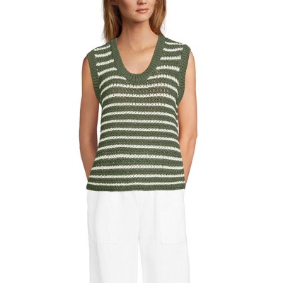 Lands' End Women's Blend Texture U Neck Vest Sweater