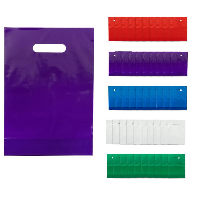 8 1/2" x 12" Bulk 50 Pc. Colorful Plastic Goody Bags