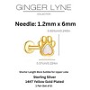 Dog Paw Heart Flat Back Opal Earrings for Cartilage Upper Lobe16g Sterling Silver Studs Pair by Ginger Lyne - 3 of 4