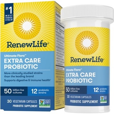 Renew Life Ultimate Flora Adult Extra Care Probiotic, 50 Billion CFU, 30 Capsules