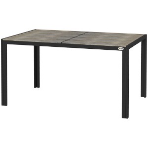 Aghana Digitals 75"x35" Natural Woodgrain Outdoor Dining Table - 8-Seater Rectangular Aluminum - 1 of 4