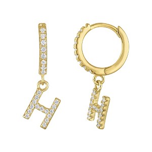 Junior Jewels 14K Gold Over Sterling Silver Cubic Zirconia Initials Drop Earrings - 1 of 2