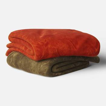 Solid Printed Plush with Shearling Reverse Throw Blanket - Threshold™