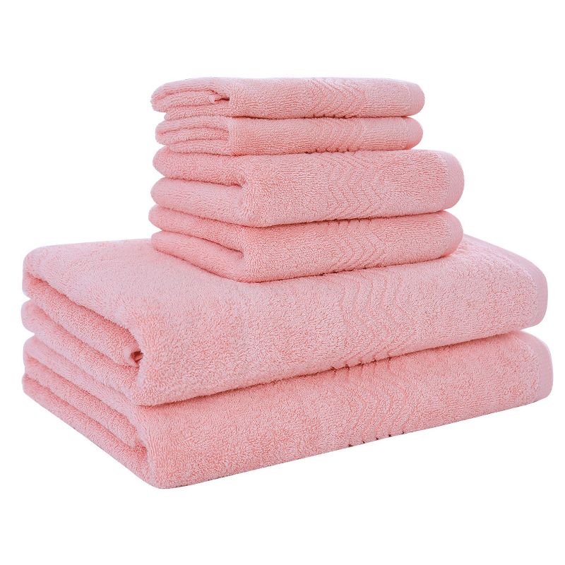 PiccoCasa Super Absorbent and Soft Luxury 100% Cotton Bath Towel Set 6 Pcs, 1 of 8