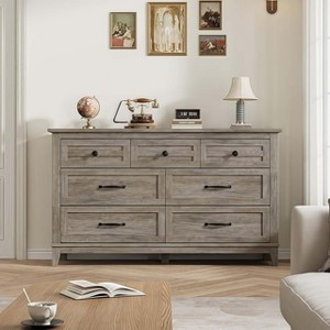 GustoWave Farmhouse Retro Bedroom Dresser with 7 Drawers, Horizontal 54'' Wooden Chest of Drawers with Metal Handles - 1 of 4