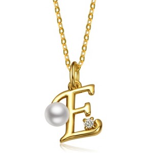 Personalized 14K Gold Plated Initial Pearl Pendant Necklace for all ages: A Charming gold Elegant Keepsake Gift - 1 of 3