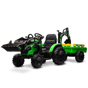 24V 3 in 1 Kids Ride on Tractor, Excavator & Bulldozer, Electric Vehicle w/Trailer, Shovel Bucket, Digger - 1 of 4