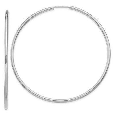 Black Bow Jewelry 2mm x 65mm 14k White Gold Polished Round Endless Hoop Earrings