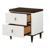 Royal Hampton 27 Inch Nightstand, 2 Drawers, USB Charger, Solid Wood, White, Brown - 4 of 4