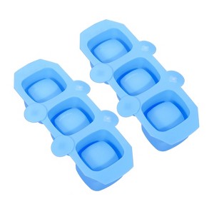 Unique Bargains Silicone Flexible Reusable 3-Cavity Ice Cube Trays 2 Pcs - 1 of 4