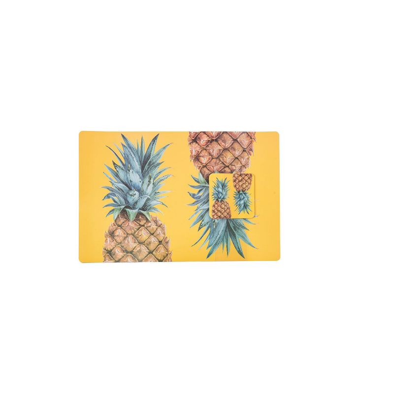 Beachcombers Pretty Pineapples Placemat/ Coaster Set Plastic Tropical Home Decor Dining Table 16.92 x 11.02 x 0.0157, 1 of 2