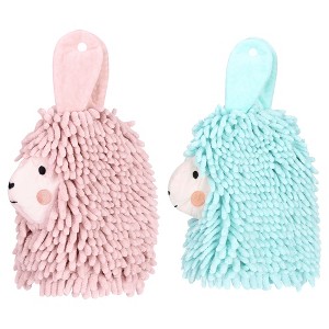 REGALWOVEN Cute Cartoon Alpaca Soft Absorbent Chenille Decorative Hand Towels 2 Pcs - 1 of 4