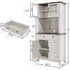72" Tall Kitchen Pantry Cabinet with Storage Drawers and 2 Glass Doors, Farmhouse Kitchen Hutch for Living Room, Dining Room, White - 2 of 4