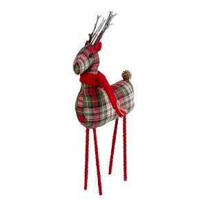 Northlight Plaid Standing Reindeer Christmas Figure - 16" - Red and Green - 1 of 4