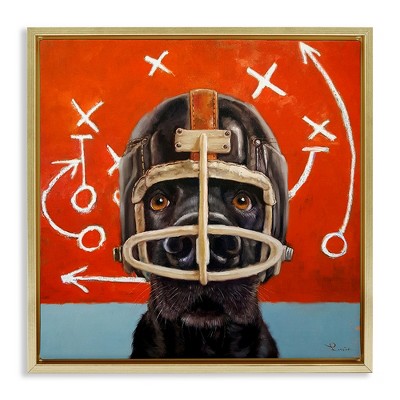 Stupell Industries Dog in Football Helmet Sports Plays, 18" x 18"