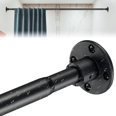 LunaLulinlk Shower Curtain Rod, Adjustable Shower Curtain Rods 29-94'', Heavy Duty Black Shower Rods for Bathroom, Closet, Windows