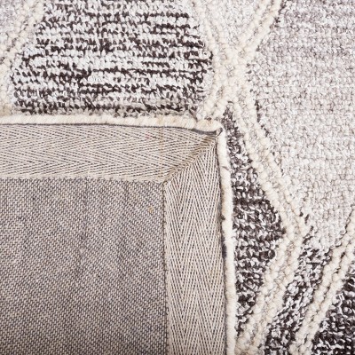 Ivory and Gray Handmade Tufted Wool Abstract Rug