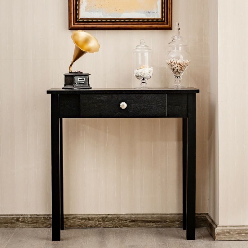 Costway Console Table with Drawer Entryway Hallway Accent Wooden Table Black, 4 of 11