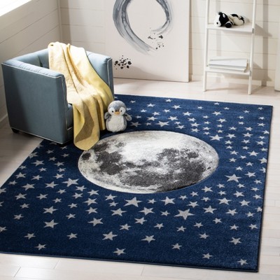 Stellar Dreams Round Synthetic Kids Rug in Gray - 39in Diameter