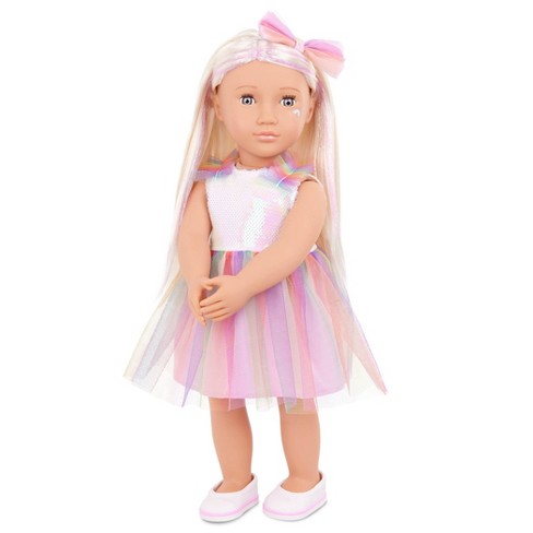 Our Generation Iris 18 Fashion Doll With Rainbow Dress : Target