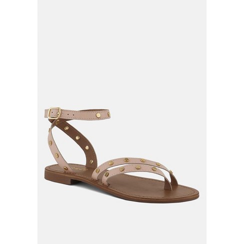 Oprah Studs Embellished Flat Sandals In Beige Target