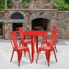Flash Furniture Commercial Grade 30" Round Metal Indoor-Outdoor Table Set with 4 Cafe Chairs - 2 of 4