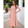 INSPIRE CHIC Women's Elegant Split Neck Side Zipper Pockets 3/4 Sleeve Work A-Line Dress - 2 of 4