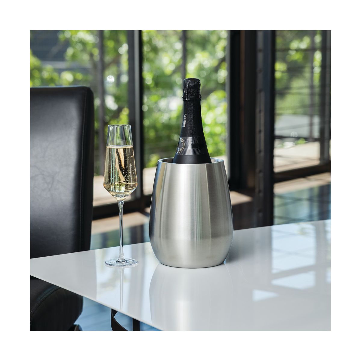 Viski Single Bottle Chiller for Wines, Champagnes, Double Walled Bottle Cooler, Stainless Steel, Fits Standard Size Bottle, Gifts for Wine Lovers - thumbnail 5
