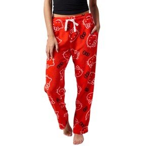 Hello Kitty Red Plush Women's Pajama Pant - 1 of 4