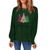 Womens Merry Christmas Sweatshirt Funny Christmas Tree Truck Graphic Pullover Casual Long Sleeve Blouse Tops Green - 3 of 4