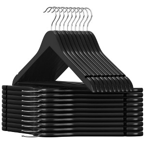 SONGMICS 20-Pack Wooden Hangers Wood Coat Hangers with Shoulder Notches Swivel Hook Non-Slip Black and Silver - 1 of 4