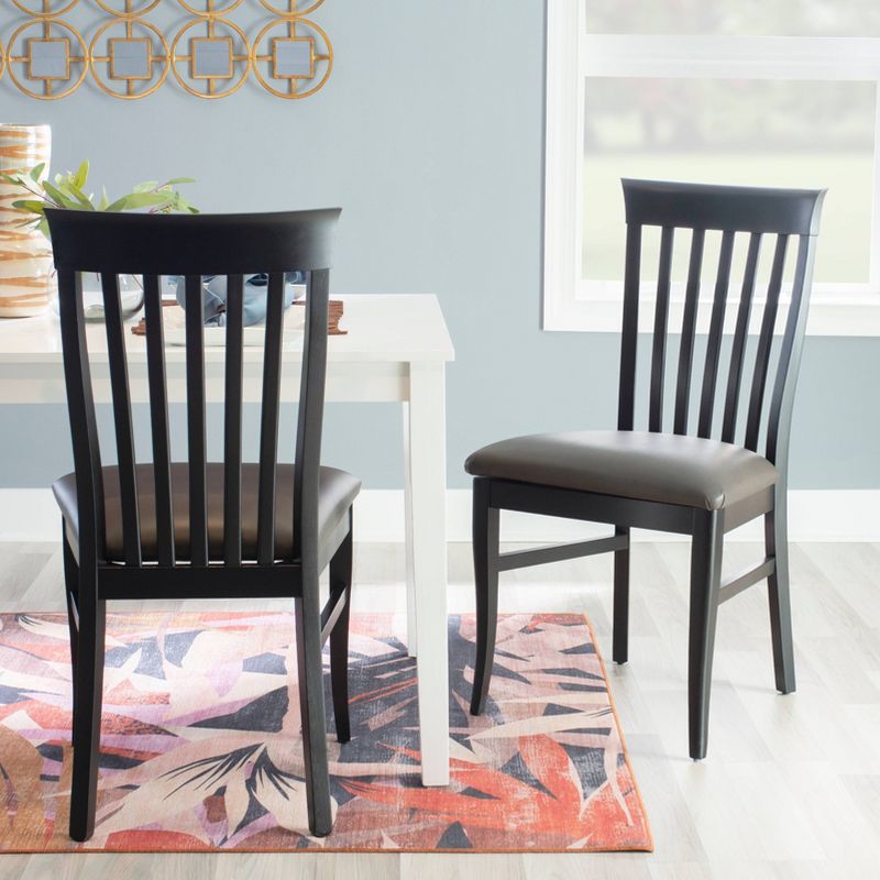 Set of 2 Smythe Slat Back Faux Leather Dining Chairs Chairs Black - Linon, 3 of 14