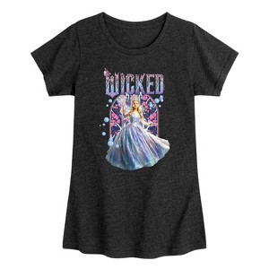 Girls' - Wicked - Glinda Fun Florals Fitted Short Sleeve Graphic T-Shirt - 1 of 4