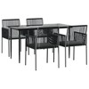 vidaXL Garden Dining Set Black Poly Rattan 5 Piece Seats Many - 3 of 4