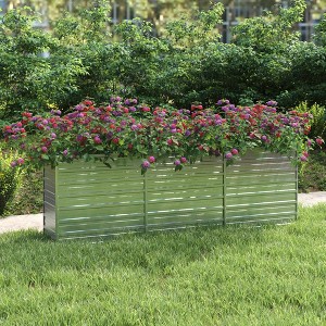 vidaXL Garden Raised Bed Silver Galvanized Steel Large Garden Raised Bed - 1 of 4