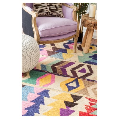 Handmade Multicolor Wool Geometric Tufted Area Rug