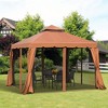 Outsunny 10' x 10' Patio Gazebo Outdoor Canopy Shelter with Double Vented Roof, Netting and Curtains for Garden, Lawn, Backyard and Deck - image 2 of 4