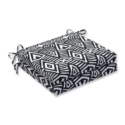 20" x 20" x 3" 2pk Geometric Dimensions Squared Corners Outdoor Seat Cushions Black - Pillow Perfect