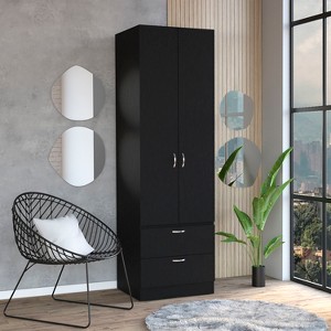 Vico 76" High Armoire Wardrove Closet with 2 Drawers, Double Door Cabinet , One Shelf and Hanging Rod, Bedroom Clothes Storage Cabinet Organizer - 1 of 4