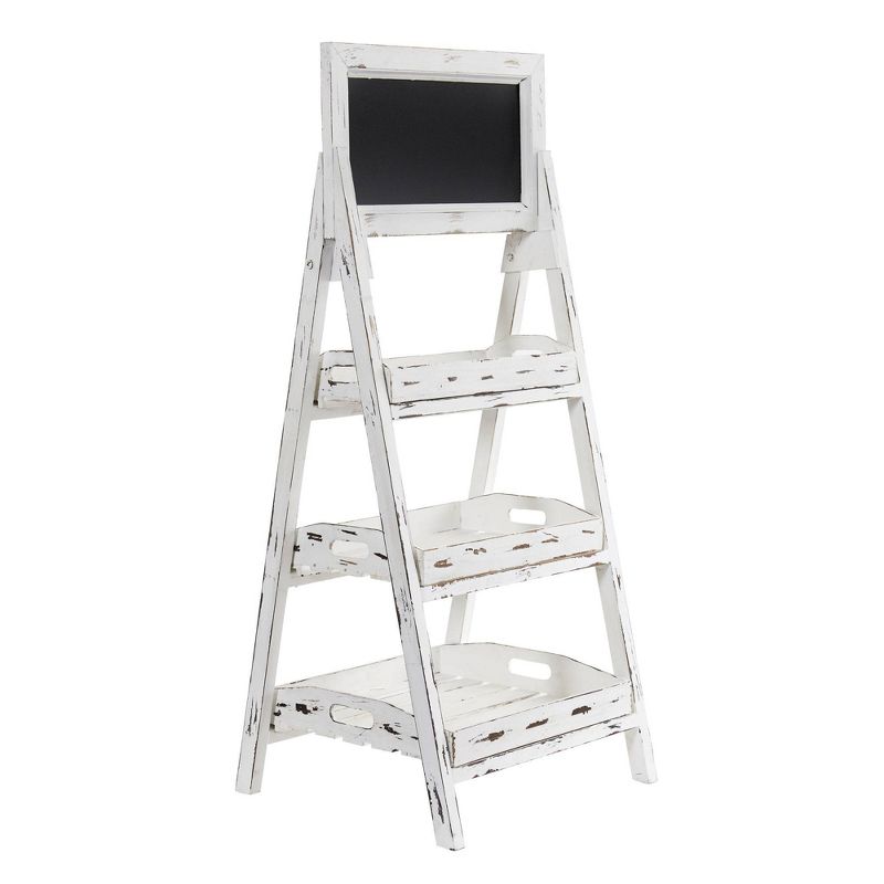 36&#34; x 16&#34; Wooden Farmhouse 3-Tier Stand with Chalkboard White - Nearly Natural, 3 of 7