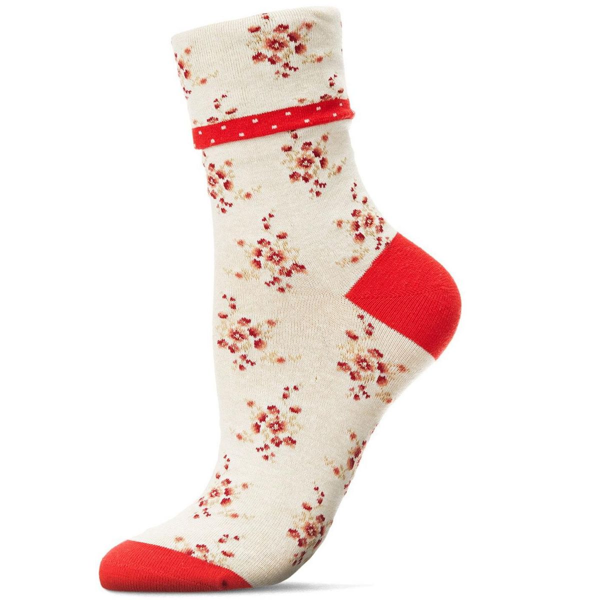 Memoi Vintage Floral Women's Cotton Blend Ankle Socks