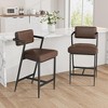 26.8" Counter-Height Metal Bar Stools Set of 2 with Cushioned Textured Seats, Armrests, Footrests - 3 of 4