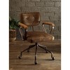 Sapphtopaz Retro Office Chair with Wheels & Button-Tufted Leather Upholstered Swivel Chair with Metal Base & Wooden Armrests for Home Office - 4 of 4