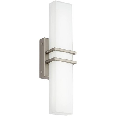 Exeter 19" Brushed Nickel LED Bathroom Wall Light with Silk-Screen Glass